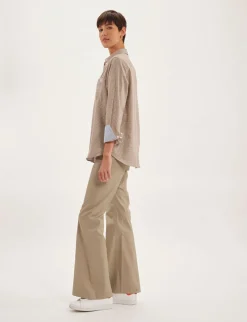 Online Ines de la Fressange Paris Maureen brown and ecru shirt, contrasting lapels