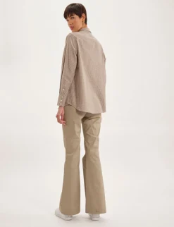 Online Ines de la Fressange Paris Maureen brown and ecru shirt, contrasting lapels