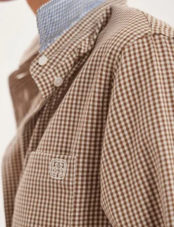 Online Ines de la Fressange Paris Maureen brown and ecru shirt, contrasting lapels