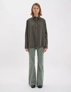 Best Ines de la Fressange Paris Maureen khaki cotton check shirt