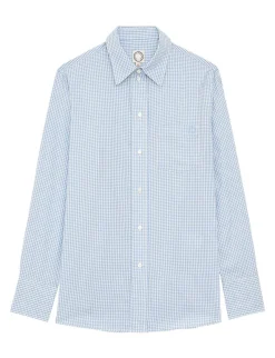 Cheap Ines de la Fressange Paris Maureen light blue gingham shirt