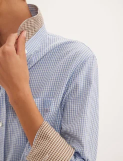 Cheap Ines de la Fressange Paris Maureen light blue gingham shirt