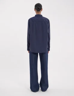 Sale Ines de la Fressange Paris Maureen navy cotton patterned shirt