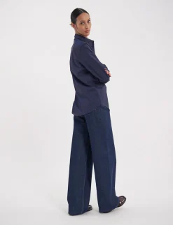 Sale Ines de la Fressange Paris Maureen navy cotton patterned shirt