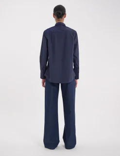 Sale Ines de la Fressange Paris Maureen navy cotton patterned shirt