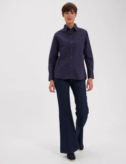 Shop Ines de la Fressange Paris Maureen navy cotton shirt