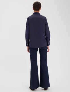 Shop Ines de la Fressange Paris Maureen navy cotton shirt