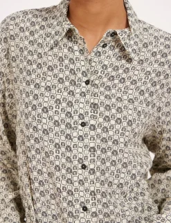 Clearance Ines de la Fressange Paris Maureen oak leaf print shirt