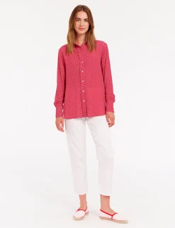 Hot Ines de la Fressange Paris Maureen pink crepe shirt
