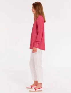 Hot Ines de la Fressange Paris Maureen pink crepe shirt