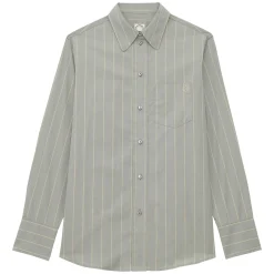 Clearance Ines de la Fressange Paris Maureen shirt in almond green cotton with beige stripes