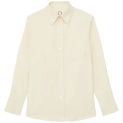 Shop Ines de la Fressange Paris Maureen shirt in ecru fine milleraie velvet