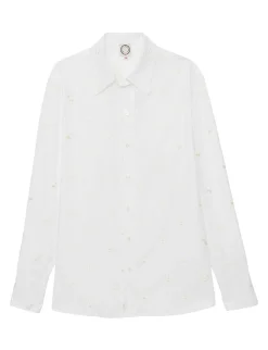 New Ines de la Fressange Paris Maureen white shirt with embroidery