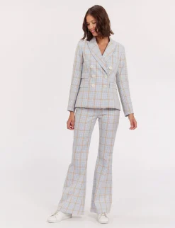 Cheap Ines de la Fressange Paris Maurice blue and orange checked jacket