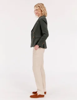 Sale Ines de la Fressange Paris Maurice jacket in dark green linen