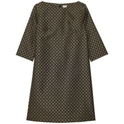 New Ines de la Fressange Paris Megan black and gold jacquard weave dress
