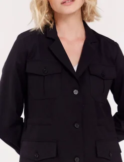 Fashion Ines de la Fressange Paris Midnight blue wool Flipper Saharienne