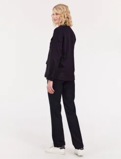 Fashion Ines de la Fressange Paris Midnight blue wool Flipper Saharienne