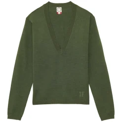 Fashion Ines de la Fressange Paris Morgana fine knit jumper, khaki