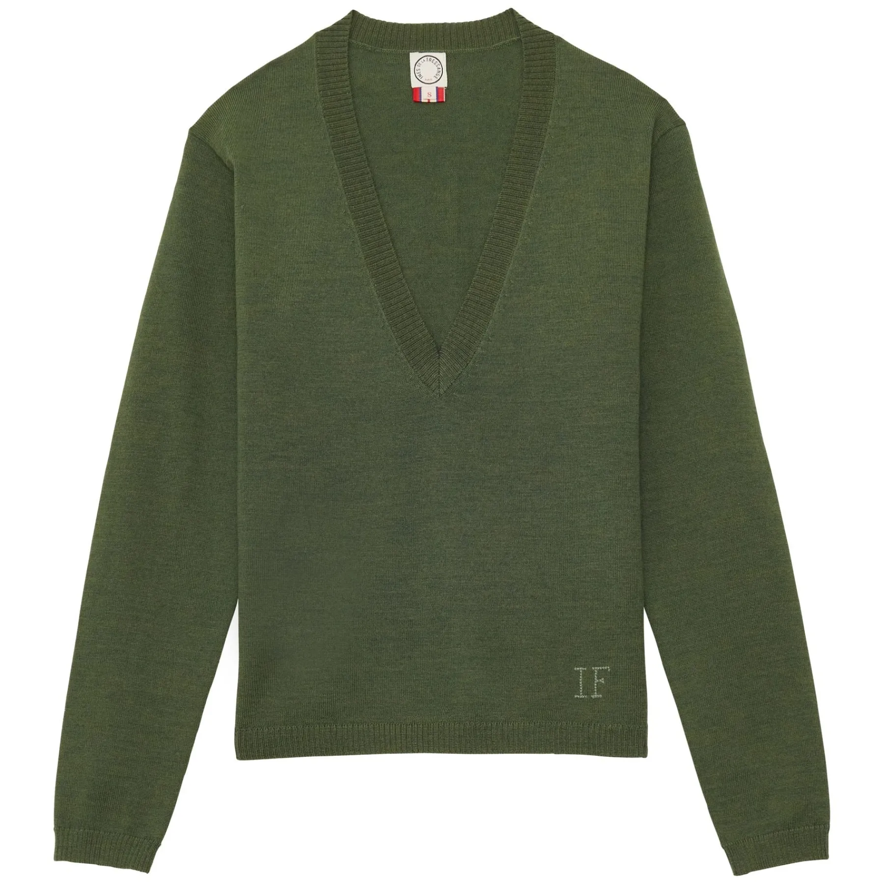 Fashion Ines de la Fressange Paris Morgana fine knit jumper, khaki
