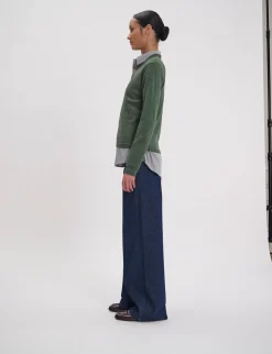 Fashion Ines de la Fressange Paris Morgana fine knit jumper, khaki