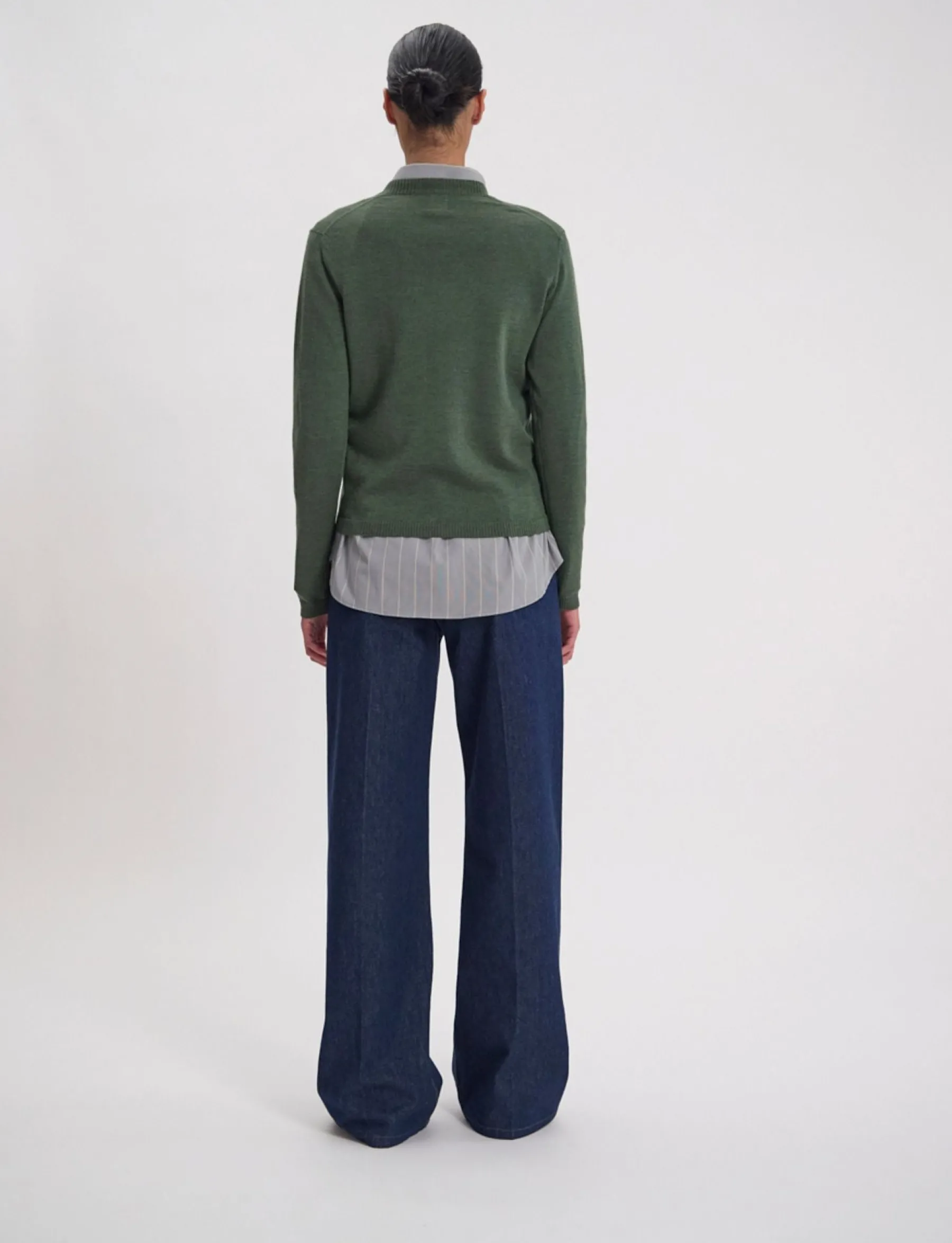 Fashion Ines de la Fressange Paris Morgana fine knit jumper, khaki