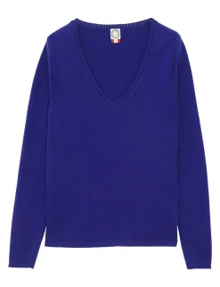 New Ines de la Fressange Paris Morgane blue v-neck jumper
