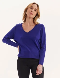 New Ines de la Fressange Paris Morgane blue v-neck jumper