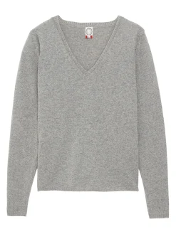 Best Ines de la Fressange Paris Morgane grey V-neck jumper