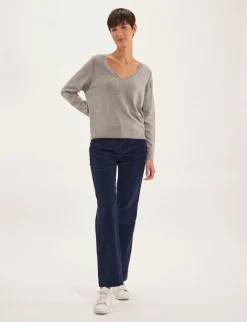Best Ines de la Fressange Paris Morgane grey V-neck jumper