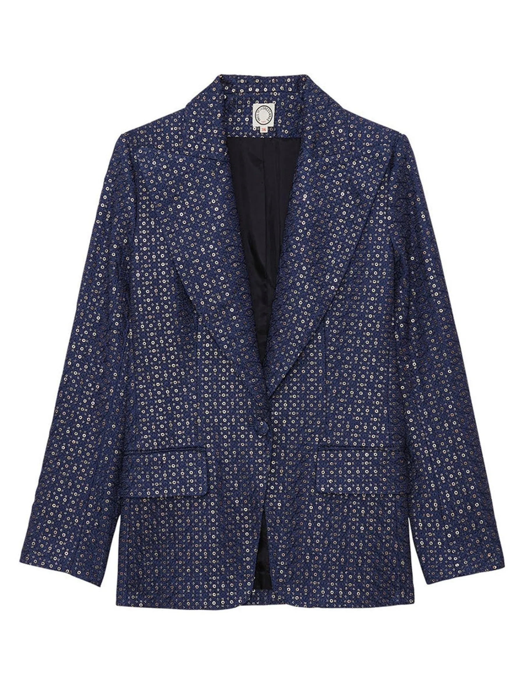 Cheap Ines de la Fressange Paris Navy blue embroidered dove jacket