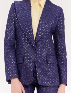 Cheap Ines de la Fressange Paris Navy blue embroidered dove jacket
