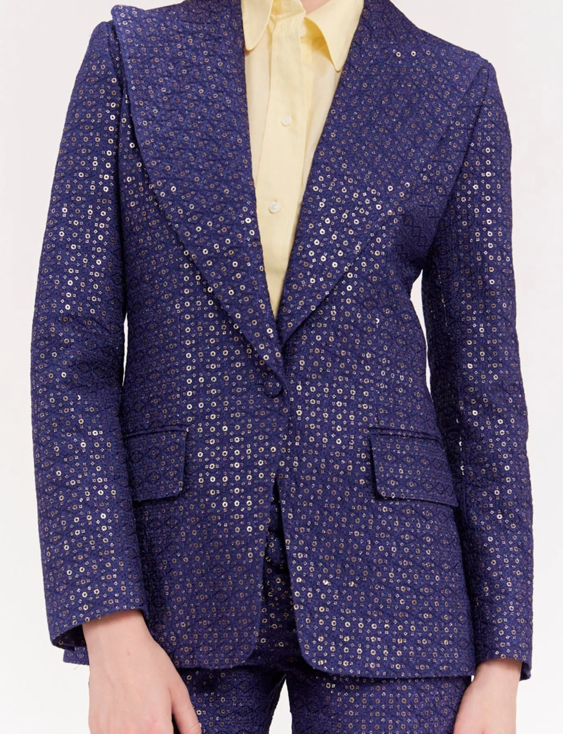 Cheap Ines de la Fressange Paris Navy blue embroidered dove jacket