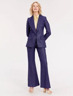 Cheap Ines de la Fressange Paris Navy blue embroidered dove jacket