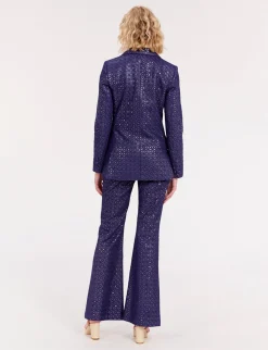 Cheap Ines de la Fressange Paris Navy blue embroidered dove jacket