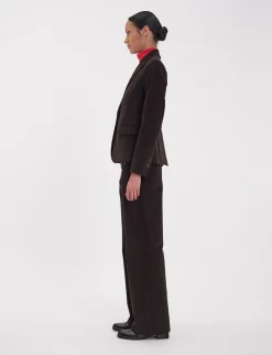 Best Ines de la Fressange Paris Nicoletta jacket in brown milleraies velvet