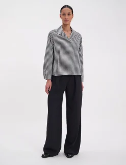 Cheap Ines de la Fressange Paris Noa black and white gingham check top