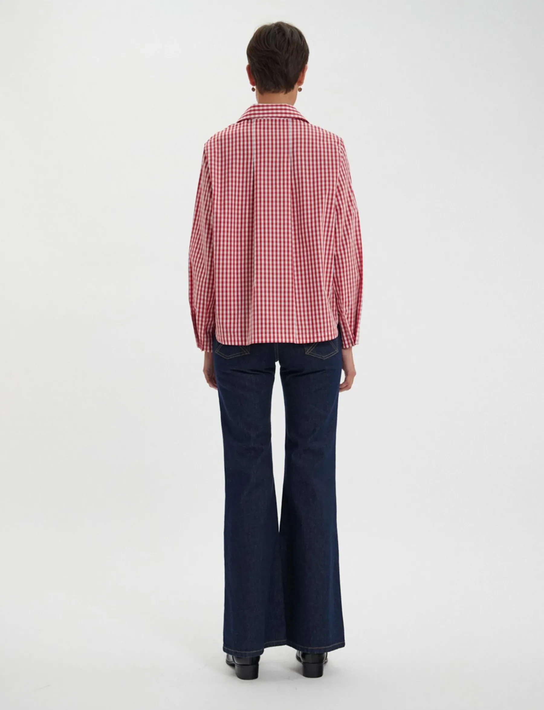 Discount Ines de la Fressange Paris Noa red and white gingham check top