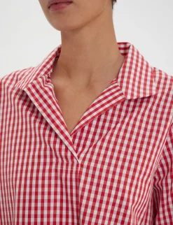 Discount Ines de la Fressange Paris Noa red and white gingham check top
