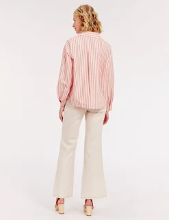 Shop Ines de la Fressange Paris Noa red and white striped top