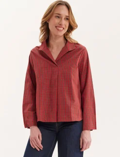 Outlet Ines de la Fressange Paris Noa red plaid top
