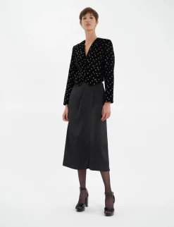 Store Ines de la Fressange Paris Ole bolero jacket in smooth black velvet with gold print