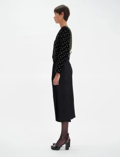 Store Ines de la Fressange Paris Ole bolero jacket in smooth black velvet with gold print