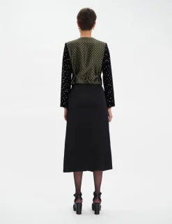 Store Ines de la Fressange Paris Ole bolero jacket in smooth black velvet with gold print