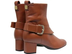 Outlet Ines de la Fressange Paris Olympia ankle boot with brown leather heel