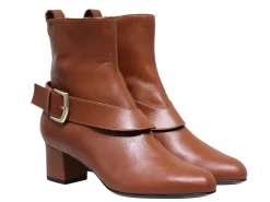 Outlet Ines de la Fressange Paris Olympia ankle boot with brown leather heel
