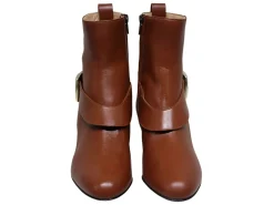 Outlet Ines de la Fressange Paris Olympia ankle boot with brown leather heel