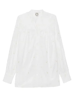 Hot Ines de la Fressange Paris Ornella white embroidered blouse