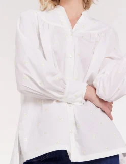 Hot Ines de la Fressange Paris Ornella white embroidered blouse