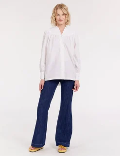 Hot Ines de la Fressange Paris Ornella white embroidered blouse